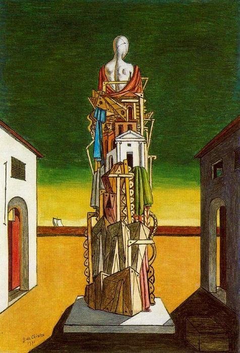 Giorgio de Chirico, torre con maniquíes.