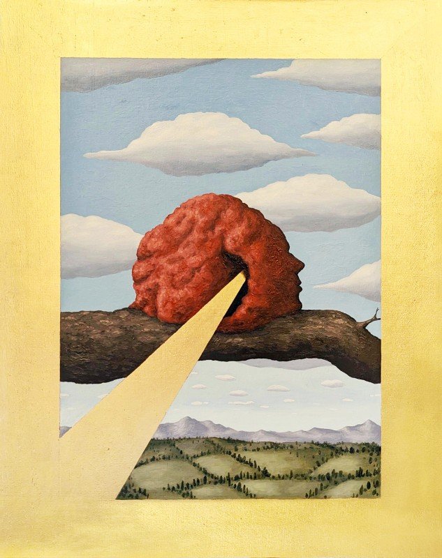 Max Gómez Canle, forma roja sobre tronco.